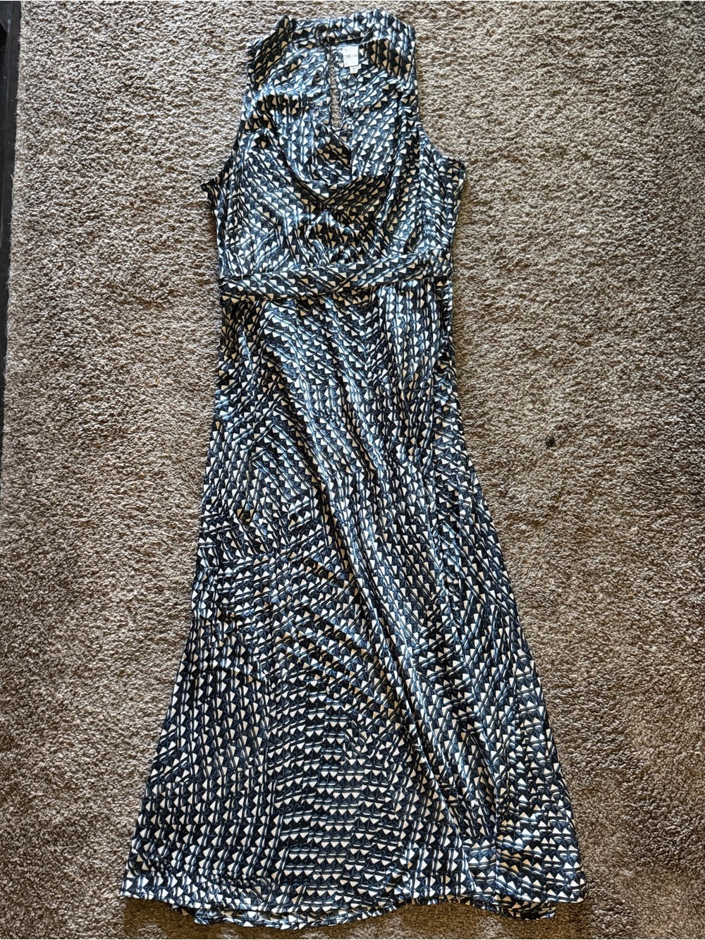 NWT Nic+Zoe Blue Black White Patterned Sleeveless Maxi Dress